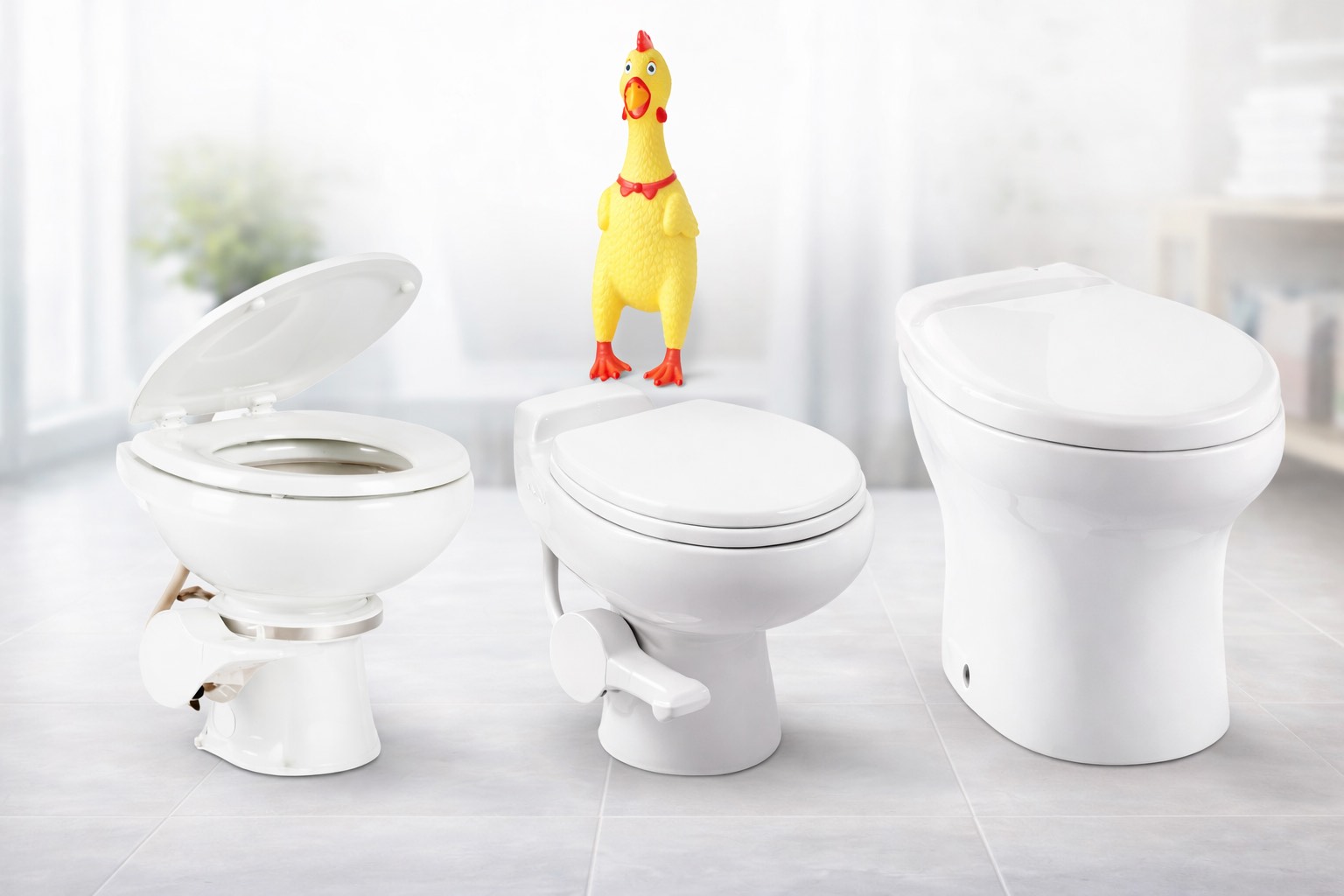 Гравитационный унитаз с педальным смывом в американском автодоме